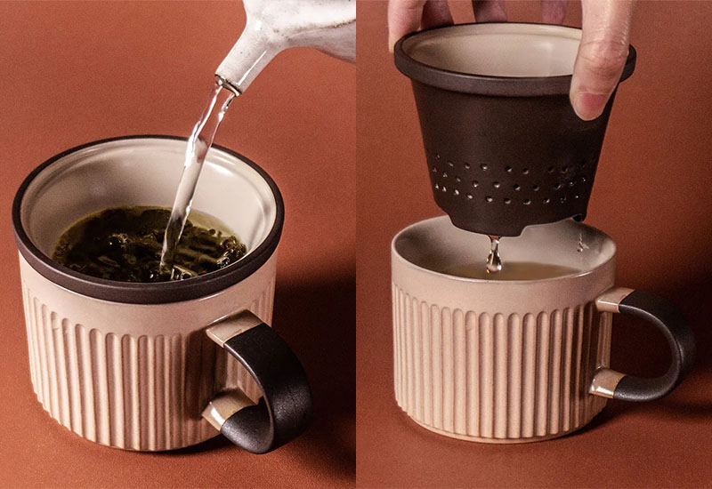 上作美器 尊爵版-直紋馬克杯250ml(米褐色)